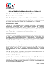 Résolution Générale du 1er Congrès de l'UNSA ICNA Résolution Générale du 1er Congrès de l'UNSA ICNA