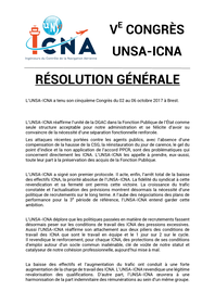 Résolution Générale du 5e Congrès de l'UNSA-ICNA