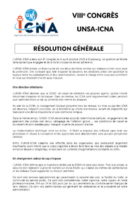Résolution Générale du 8e Congrès de l'UNSA-ICNA Résolution Générale du 8e Congrès de l'UNSA-ICNA