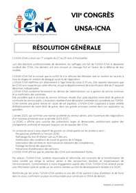 Résolution Générale du 7e Congrès de l'UNSA-ICNA Résolution Générale du 7e Congrès de l'UNSA-ICNA